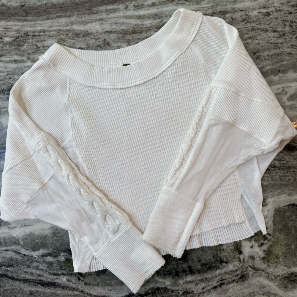 Free People Josie Off The Shoulder Long Sleeve Top 
Size XS Oversized Fit 
White